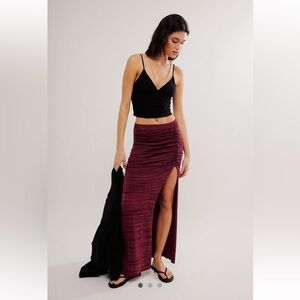 NWT Free People Peak Show Maxi Skirt Size Medium Earth Red Combo
